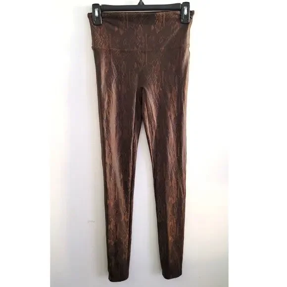 Spanx Faux Leather Snakeskin Leggings 20265R Brown Snakeskin Medium - Picture 2 of 10